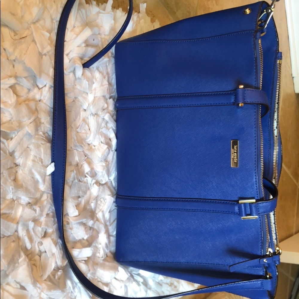 Kate spade, bright blue, shoulder large purse